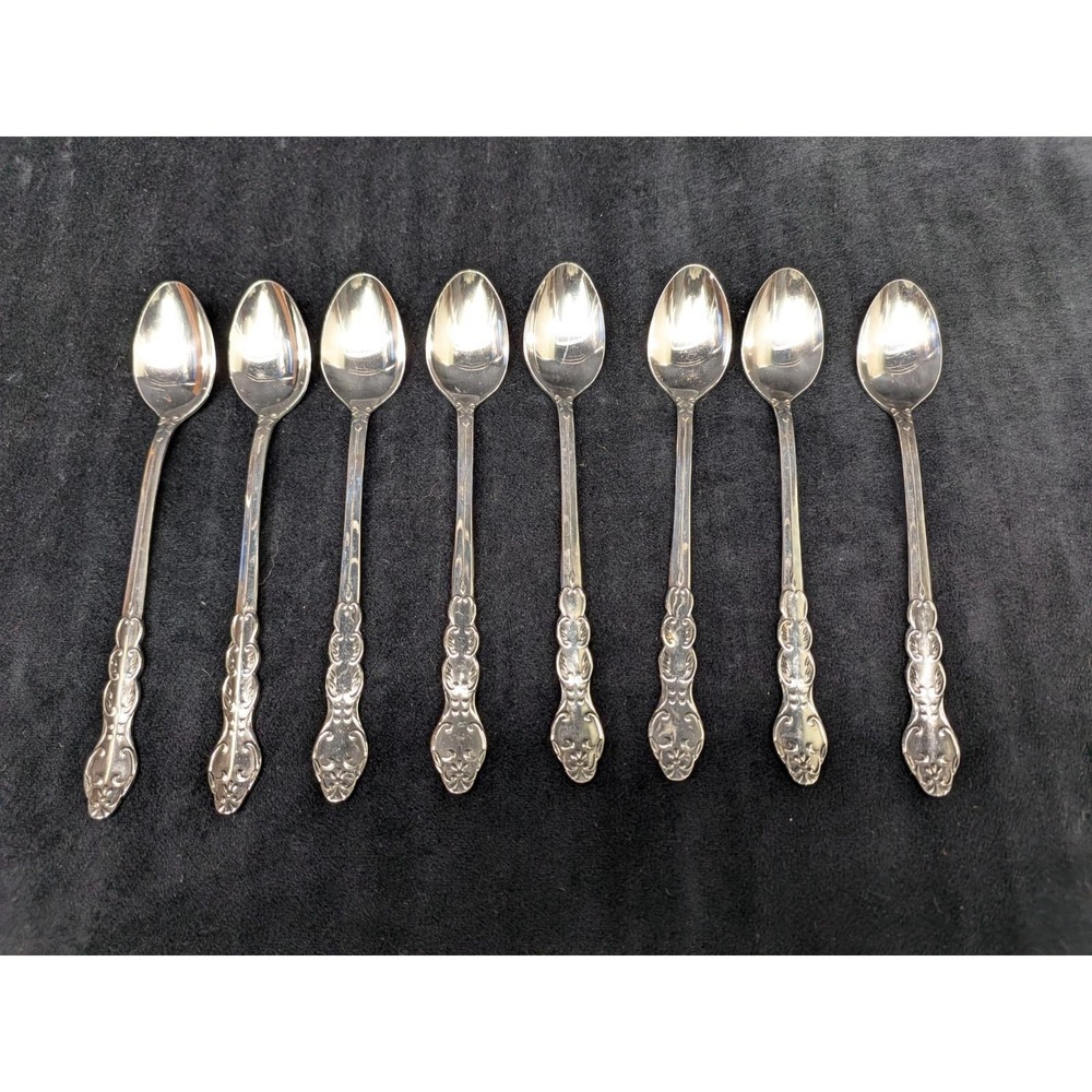 Vtg National Stainless Flatware Japan Nancy Iced Tea Spoons Lot of 8